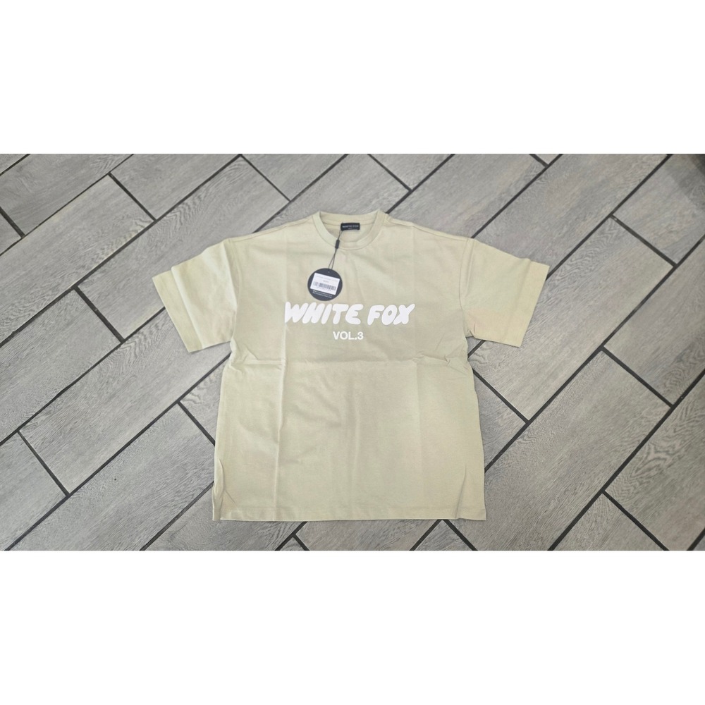 White Fox Offstage Oversized Tee Moss Green Vol 3 Puff Print XS/S New